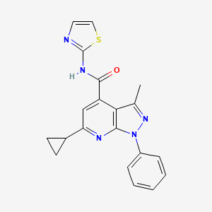 6-cyclopropyl-3-methyl-1-phenyl-N-(1,3-thiazol-2-yl)-1H-pyrazolo[3,4-b]pyridine-4-carboxamide