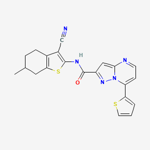 molecular formula C21H17N5OS2 B14926738 N-(3-cyano-6-methyl-4,5,6,7-tetrahydro-1-benzothiophen-2-yl)-7-(thiophen-2-yl)pyrazolo[1,5-a]pyrimidine-2-carboxamide 