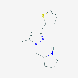 molecular formula C13H17N3S B1492675 5-methyl-1-(pyrrolidin-2-ylmethyl)-3-(thiophen-2-yl)-1H-pyrazole CAS No. 2098133-04-9