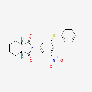 molecular formula C21H20N2O4S B14926764 (3aR,7aS)-2-{3-[(4-methylphenyl)sulfanyl]-5-nitrophenyl}hexahydro-1H-isoindole-1,3(2H)-dione 