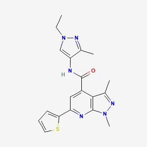 N-(1-ethyl-3-methyl-1H-pyrazol-4-yl)-1,3-dimethyl-6-(thiophen-2-yl)-1H-pyrazolo[3,4-b]pyridine-4-carboxamide