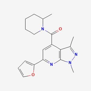 molecular formula C19H22N4O2 B14926788 [6-(furan-2-yl)-1,3-dimethyl-1H-pyrazolo[3,4-b]pyridin-4-yl](2-methylpiperidin-1-yl)methanone 