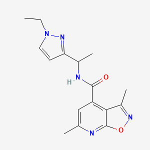 molecular formula C16H19N5O2 B14926809 N-[1-(1-ethyl-1H-pyrazol-3-yl)ethyl]-3,6-dimethyl[1,2]oxazolo[5,4-b]pyridine-4-carboxamide 