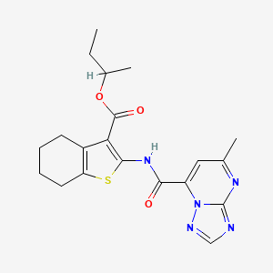 molecular formula C20H23N5O3S B14926817 Butan-2-yl 2-{[(5-methyl[1,2,4]triazolo[1,5-a]pyrimidin-7-yl)carbonyl]amino}-4,5,6,7-tetrahydro-1-benzothiophene-3-carboxylate 