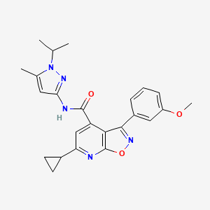 molecular formula C24H25N5O3 B14926854 6-cyclopropyl-3-(3-methoxyphenyl)-N-[5-methyl-1-(propan-2-yl)-1H-pyrazol-3-yl][1,2]oxazolo[5,4-b]pyridine-4-carboxamide 