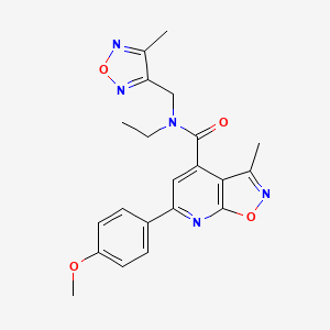 molecular formula C21H21N5O4 B14926861 N-ethyl-6-(4-methoxyphenyl)-3-methyl-N-[(4-methyl-1,2,5-oxadiazol-3-yl)methyl][1,2]oxazolo[5,4-b]pyridine-4-carboxamide 