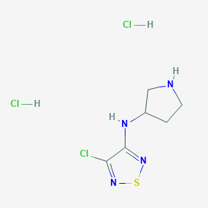molecular formula C6H11Cl3N4S B1492688 4-chloro-N-(pyrrolidin-3-yl)-1,2,5-thiadiazol-3-amine dihydrochloride CAS No. 2098088-59-4