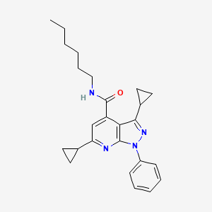 molecular formula C25H30N4O B14926905 3,6-dicyclopropyl-N-hexyl-1-phenyl-1H-pyrazolo[3,4-b]pyridine-4-carboxamide 