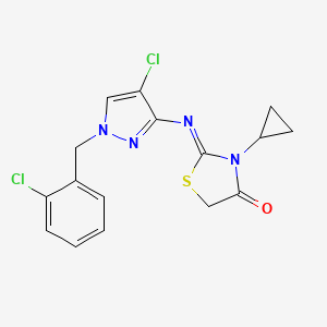 molecular formula C16H14Cl2N4OS B14926912 (2Z)-2-{[4-chloro-1-(2-chlorobenzyl)-1H-pyrazol-3-yl]imino}-3-cyclopropyl-1,3-thiazolidin-4-one 