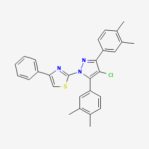 molecular formula C28H24ClN3S B14926964 2-[4-chloro-3,5-bis(3,4-dimethylphenyl)-1H-pyrazol-1-yl]-4-phenyl-1,3-thiazole 