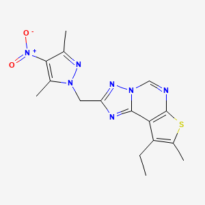 2-[(3,5-dimethyl-4-nitro-1H-pyrazol-1-yl)methyl]-9-ethyl-8-methylthieno[3,2-e][1,2,4]triazolo[1,5-c]pyrimidine