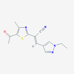 (2E)-2-(5-acetyl-4-methyl-1,3-thiazol-2-yl)-3-(1-ethyl-1H-pyrazol-4-yl)prop-2-enenitrile