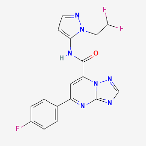 molecular formula C17H12F3N7O B14927049 N-[1-(2,2-difluoroethyl)-1H-pyrazol-5-yl]-5-(4-fluorophenyl)[1,2,4]triazolo[1,5-a]pyrimidine-7-carboxamide 