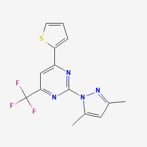 2-(3,5-dimethyl-1H-pyrazol-1-yl)-4-(thiophen-2-yl)-6-(trifluoromethyl)pyrimidine