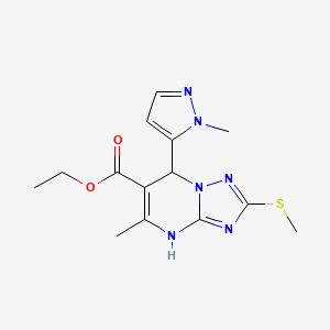 molecular formula C14H18N6O2S B14927100 ethyl 5-methyl-7-(1-methyl-1H-pyrazol-5-yl)-2-(methylsulfanyl)-4,7-dihydro[1,2,4]triazolo[1,5-a]pyrimidine-6-carboxylate 