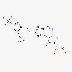 molecular formula C19H17F3N6O2S B14927108 methyl 2-{2-[5-cyclopropyl-3-(trifluoromethyl)-1H-pyrazol-1-yl]ethyl}-9-methylthieno[3,2-e][1,2,4]triazolo[1,5-c]pyrimidine-8-carboxylate 