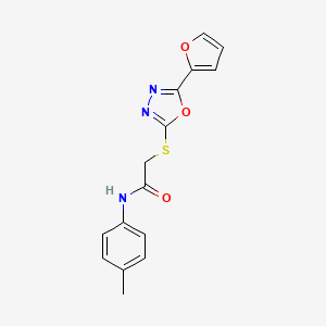 molecular formula C15H13N3O3S B14927113 2-{[5-(furan-2-yl)-1,3,4-oxadiazol-2-yl]sulfanyl}-N-(4-methylphenyl)acetamide 