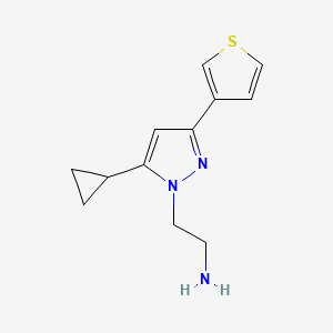 molecular formula C12H15N3S B1492714 2-(5-环丙基-3-(噻吩-3-基)-1H-吡唑-1-基)乙胺 CAS No. 2098016-17-0