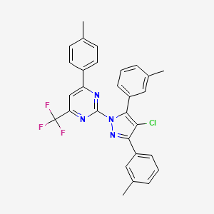 2-[4-chloro-3,5-bis(3-methylphenyl)-1H-pyrazol-1-yl]-4-(4-methylphenyl)-6-(trifluoromethyl)pyrimidine