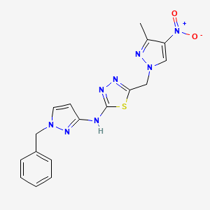 molecular formula C17H16N8O2S B14927157 N-(1-benzyl-1H-pyrazol-3-yl)-5-[(3-methyl-4-nitro-1H-pyrazol-1-yl)methyl]-1,3,4-thiadiazol-2-amine 