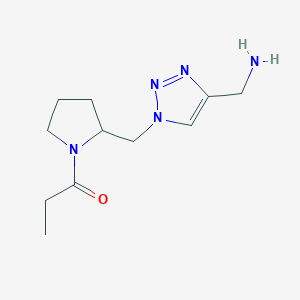 molecular formula C11H19N5O B1492717 1-(2-((4-(aminomethyl)-1H-1,2,3-triazol-1-yl)methyl)pyrrolidin-1-yl)propan-1-one CAS No. 2098122-26-8