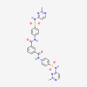 molecular formula C30H26N8O6S2 B14927202 N,N'-bis{4-[(2-methylpyrimidin-4-yl)sulfamoyl]phenyl}benzene-1,3-dicarboxamide 