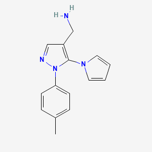 molecular formula C15H16N4 B1492721 (5-(1H-pyrrol-1-yl)-1-(p-tolyl)-1H-pyrazol-4-yl)methanamine CAS No. 2098122-62-2