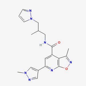 molecular formula C19H21N7O2 B14927210 3-methyl-6-(1-methyl-1H-pyrazol-4-yl)-N-[2-methyl-3-(1H-pyrazol-1-yl)propyl][1,2]oxazolo[5,4-b]pyridine-4-carboxamide 