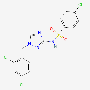 molecular formula C15H11Cl3N4O2S B14927221 4-chloro-N-[1-(2,4-dichlorobenzyl)-1H-1,2,4-triazol-3-yl]benzenesulfonamide 