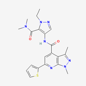 N-[5-(dimethylcarbamoyl)-1-ethyl-1H-pyrazol-4-yl]-1,3-dimethyl-6-(thiophen-2-yl)-1H-pyrazolo[3,4-b]pyridine-4-carboxamide