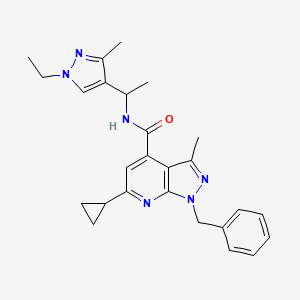 1-benzyl-6-cyclopropyl-N-[1-(1-ethyl-3-methyl-1H-pyrazol-4-yl)ethyl]-3-methyl-1H-pyrazolo[3,4-b]pyridine-4-carboxamide