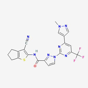 N-(3-cyano-5,6-dihydro-4H-cyclopenta[b]thiophen-2-yl)-1-[4-(1-methyl-1H-pyrazol-4-yl)-6-(trifluoromethyl)pyrimidin-2-yl]-1H-pyrazole-3-carboxamide