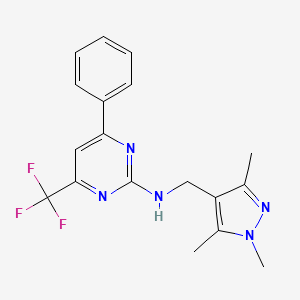 4-phenyl-6-(trifluoromethyl)-N-[(1,3,5-trimethyl-1H-pyrazol-4-yl)methyl]pyrimidin-2-amine