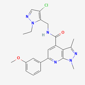 N-[(4-chloro-1-ethyl-1H-pyrazol-5-yl)methyl]-6-(3-methoxyphenyl)-1,3-dimethyl-1H-pyrazolo[3,4-b]pyridine-4-carboxamide