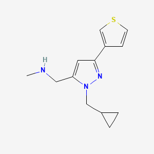 molecular formula C13H17N3S B1492737 1-(1-(Cyclopropylmethyl)-3-(thiophen-3-yl)-1H-pyrazol-5-yl)-N-methylmethanamin CAS No. 2098104-77-7