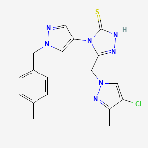 5-[(4-chloro-3-methyl-1H-pyrazol-1-yl)methyl]-4-[1-(4-methylbenzyl)-1H-pyrazol-4-yl]-4H-1,2,4-triazole-3-thiol