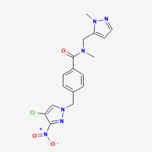 4-[(4-chloro-3-nitro-1H-pyrazol-1-yl)methyl]-N-methyl-N-[(1-methyl-1H-pyrazol-5-yl)methyl]benzamide