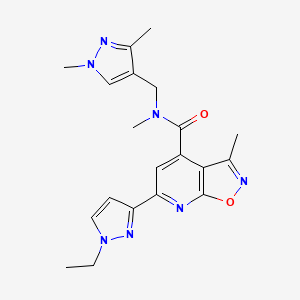 molecular formula C20H23N7O2 B14927414 N-[(1,3-dimethyl-1H-pyrazol-4-yl)methyl]-6-(1-ethyl-1H-pyrazol-3-yl)-N,3-dimethyl[1,2]oxazolo[5,4-b]pyridine-4-carboxamide 