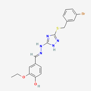 molecular formula C18H18BrN5O2S B14927467 4-[(E)-(2-{5-[(3-bromobenzyl)sulfanyl]-4H-1,2,4-triazol-3-yl}hydrazinylidene)methyl]-2-ethoxyphenol 