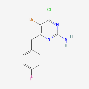 molecular formula C11H8BrClFN3 B1492747 5-溴-4-氯-6-(4-氟苄基)嘧啶-2-胺 CAS No. 2098093-29-7