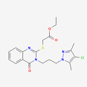 ethyl ({3-[3-(4-chloro-3,5-dimethyl-1H-pyrazol-1-yl)propyl]-4-oxo-3,4-dihydroquinazolin-2-yl}sulfanyl)acetate