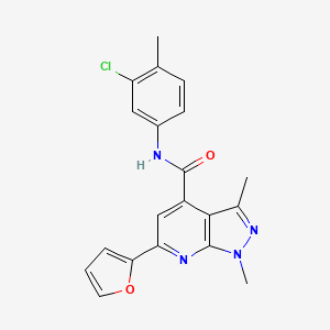 molecular formula C20H17ClN4O2 B14927499 N-(3-chloro-4-methylphenyl)-6-(furan-2-yl)-1,3-dimethyl-1H-pyrazolo[3,4-b]pyridine-4-carboxamide 