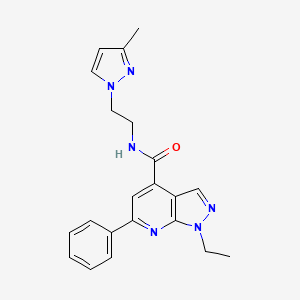 1-ethyl-N-[2-(3-methyl-1H-pyrazol-1-yl)ethyl]-6-phenyl-1H-pyrazolo[3,4-b]pyridine-4-carboxamide