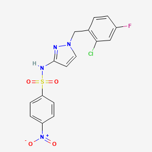 molecular formula C16H12ClFN4O4S B14927510 N-[1-(2-chloro-4-fluorobenzyl)-1H-pyrazol-3-yl]-4-nitrobenzenesulfonamide 