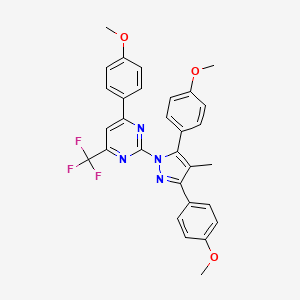 2-[3,5-bis(4-methoxyphenyl)-4-methyl-1H-pyrazol-1-yl]-4-(4-methoxyphenyl)-6-(trifluoromethyl)pyrimidine