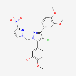 4-chloro-3,5-bis(3,4-dimethoxyphenyl)-1-[(3-nitro-1H-pyrazol-1-yl)methyl]-1H-pyrazole