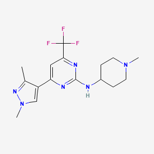 molecular formula C16H21F3N6 B14927595 4-(1,3-dimethyl-1H-pyrazol-4-yl)-N-(1-methylpiperidin-4-yl)-6-(trifluoromethyl)pyrimidin-2-amine 