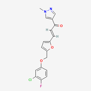 molecular formula C18H14ClFN2O3 B14927617 (2E)-3-{5-[(3-chloro-4-fluorophenoxy)methyl]furan-2-yl}-1-(1-methyl-1H-pyrazol-4-yl)prop-2-en-1-one 