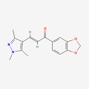 molecular formula C16H16N2O3 B14927627 (2E)-1-(1,3-benzodioxol-5-yl)-3-(1,3,5-trimethyl-1H-pyrazol-4-yl)prop-2-en-1-one 