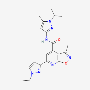 molecular formula C20H23N7O2 B14927689 6-(1-ethyl-1H-pyrazol-3-yl)-3-methyl-N-[5-methyl-1-(propan-2-yl)-1H-pyrazol-3-yl][1,2]oxazolo[5,4-b]pyridine-4-carboxamide 